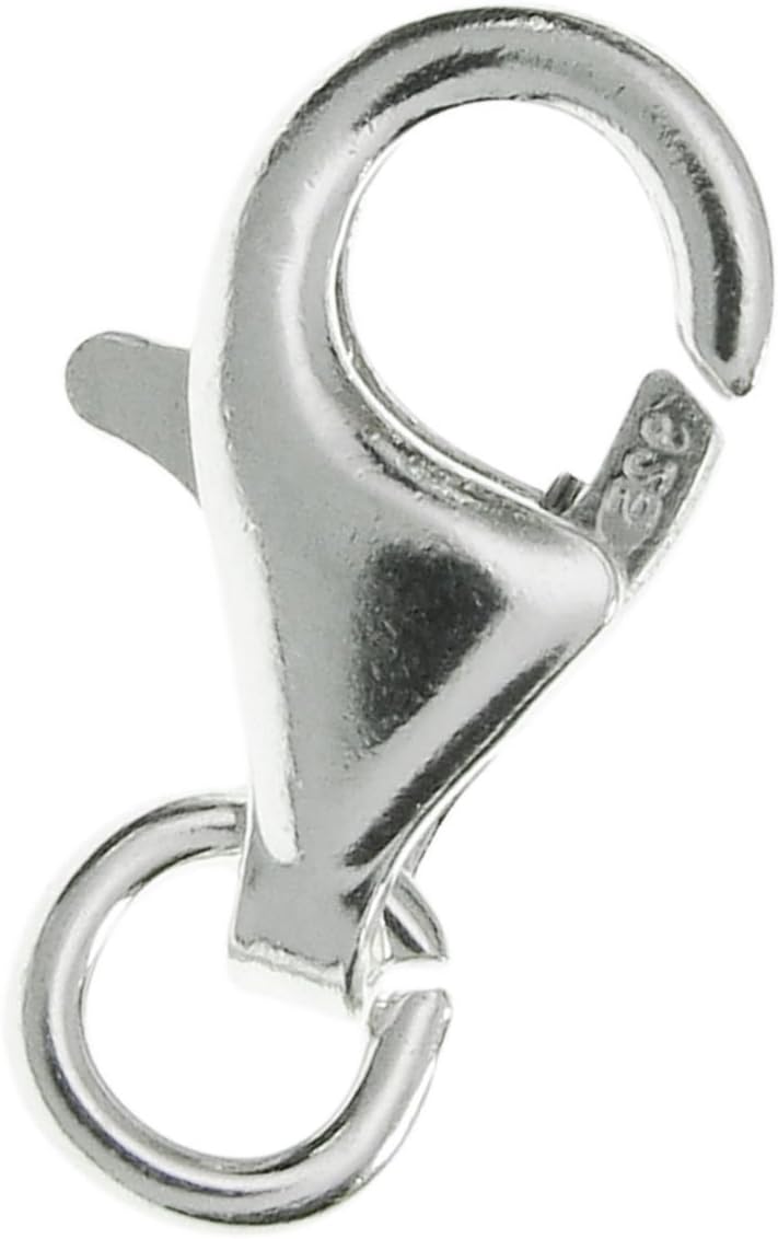 10 pcs .925 Sterling Silver Oval Trigger Pear Lobster Claw Clasp 5mm X 9mm w/Jump Rings/Findings/Bright