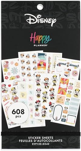 Happy Planner - Paquete de calcomanías de Disney, calcomanías multicolores para profesores, accesorios de regreso a la escuela, tema Sunny Minnie,