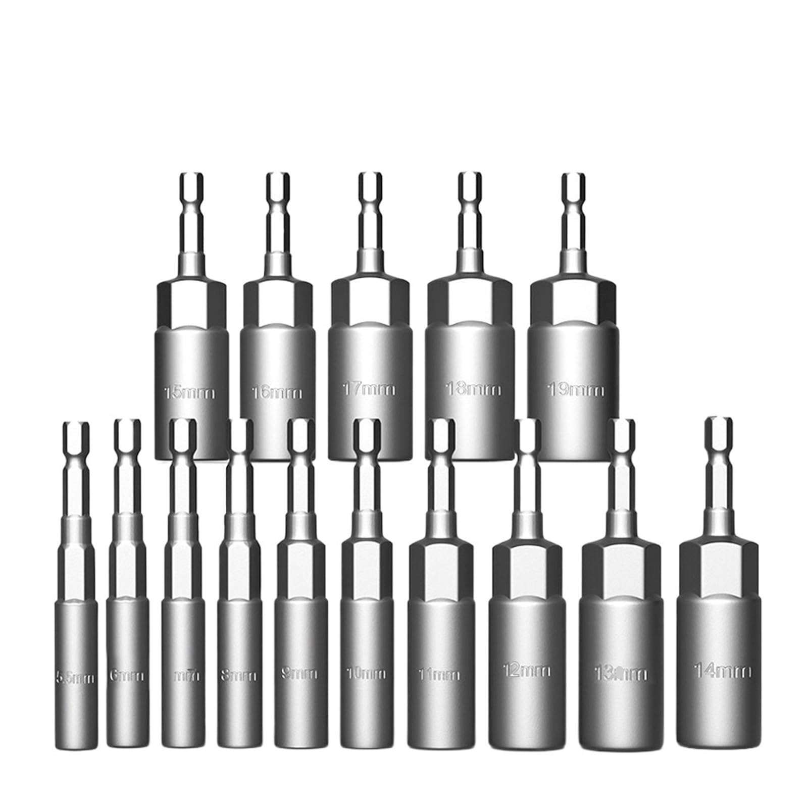 Punte Per Dadi Adattatore for bussola a impatto Deepen da 10/15 pezzi, lunghezza 5,5-19 mm, set di chiavi a bussola for cacciavite da 1/4 di pollice, set di utensili manuali Per Cacciavite Elettrico(S
