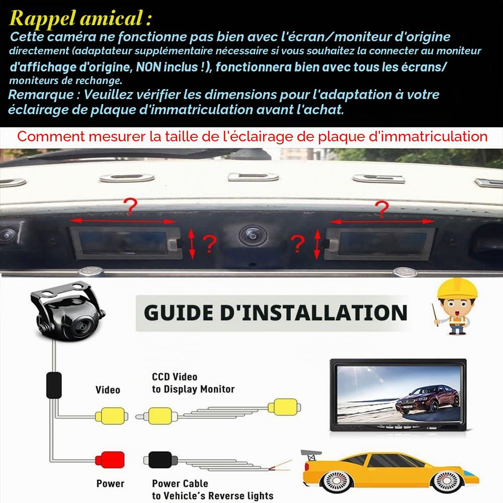 HD Caméra de Recul dans la Plaque d'immatriculation Caméra Vue arrière de Voiture Imperméable Vision Nocturne pour Citroen C4L DS4 DS 4 2010-2015