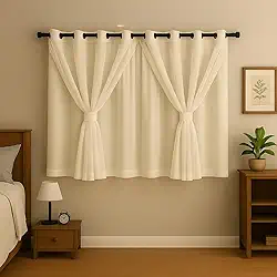 Cortina Blackout Blecaute Corta Luz com Voil 2,80m x 1,60m Sala Quarto Ilhós Instalação Fácil - Palha