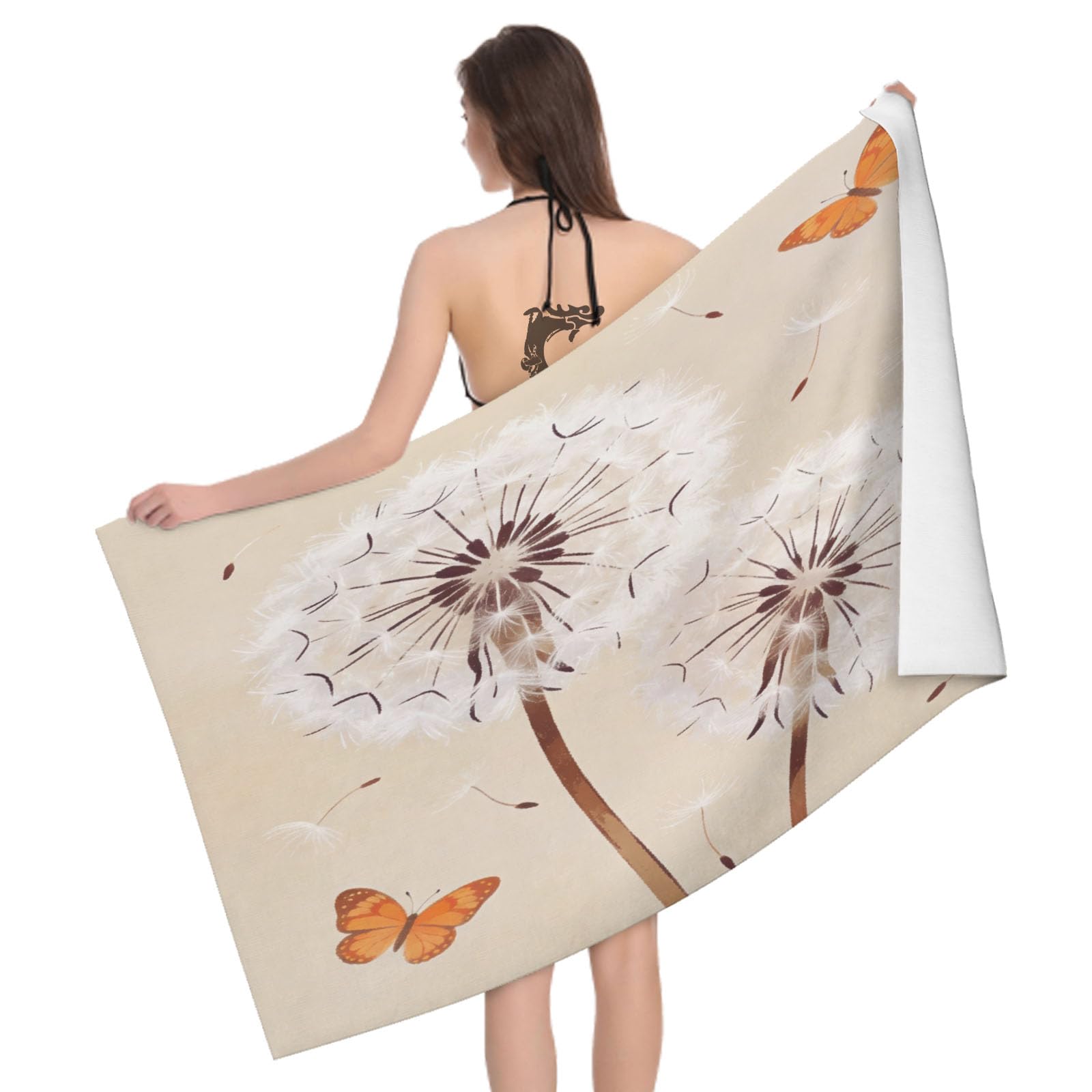 Leichong 3D Watercolor Dandelion Beach Towel Large Microfiber Soft Quick Dry for Adults, Art Style Bath Towel Lightweight Soft Absorbent for Travel Swimming Pool Sports, 180 x 90 cm
