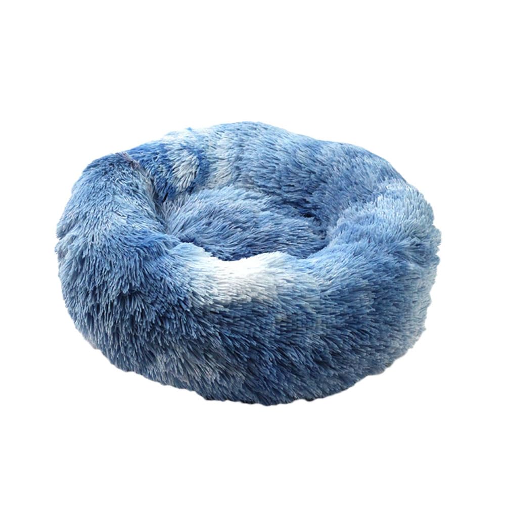 YOUCAI Puppy Bed for Medium Small Dogs Cats Non-Slip Bottom Fluffy Calming Kitten Bed for Small Dog and Puppy Plush Cuddler Pet Bed Round Plush Dog Bed,B-Blue,100cm