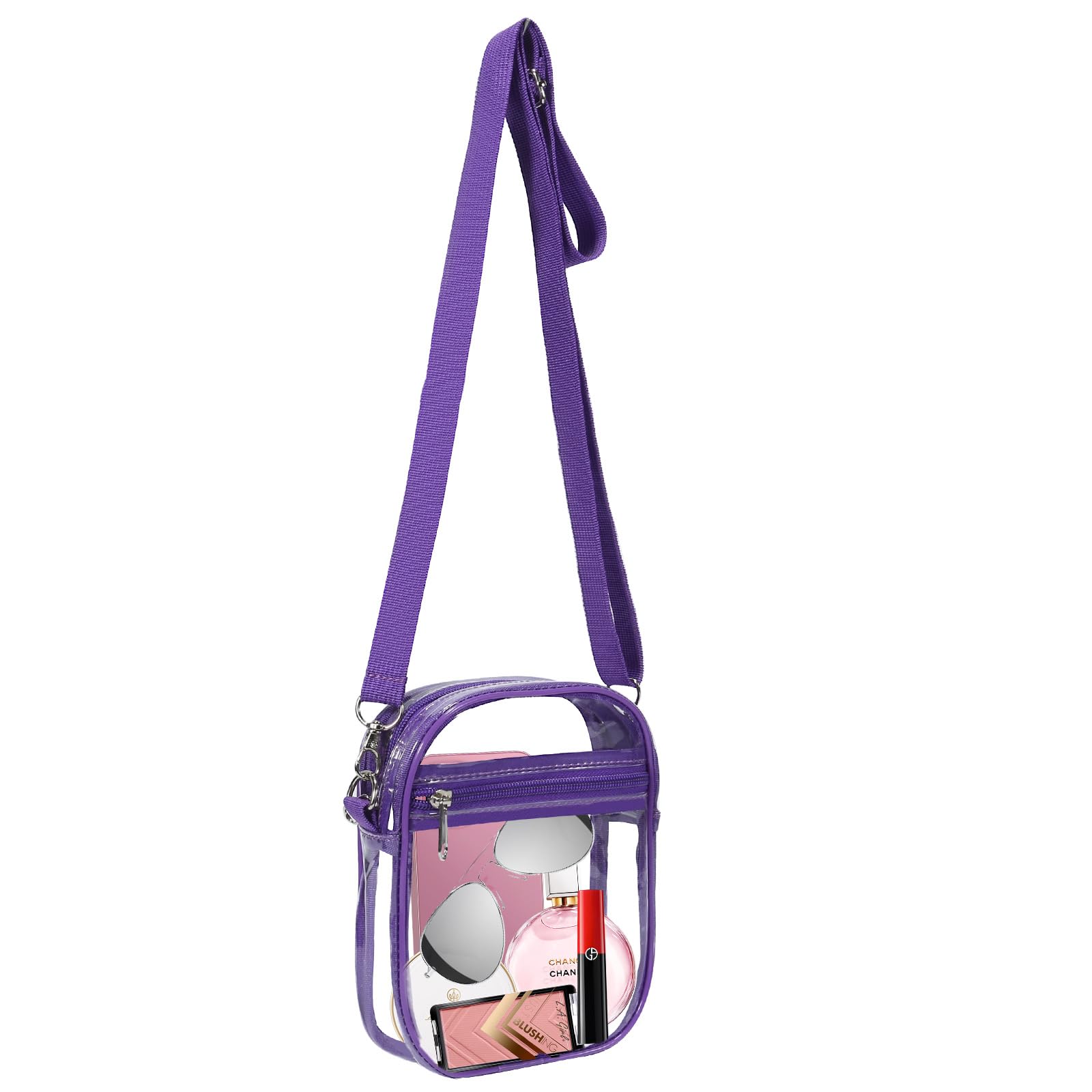 Armiwiin Clear Bag Stadium Approved, Clear Crossbody Purse Bag with Front Pocket for Concerts Sports Events Festivals