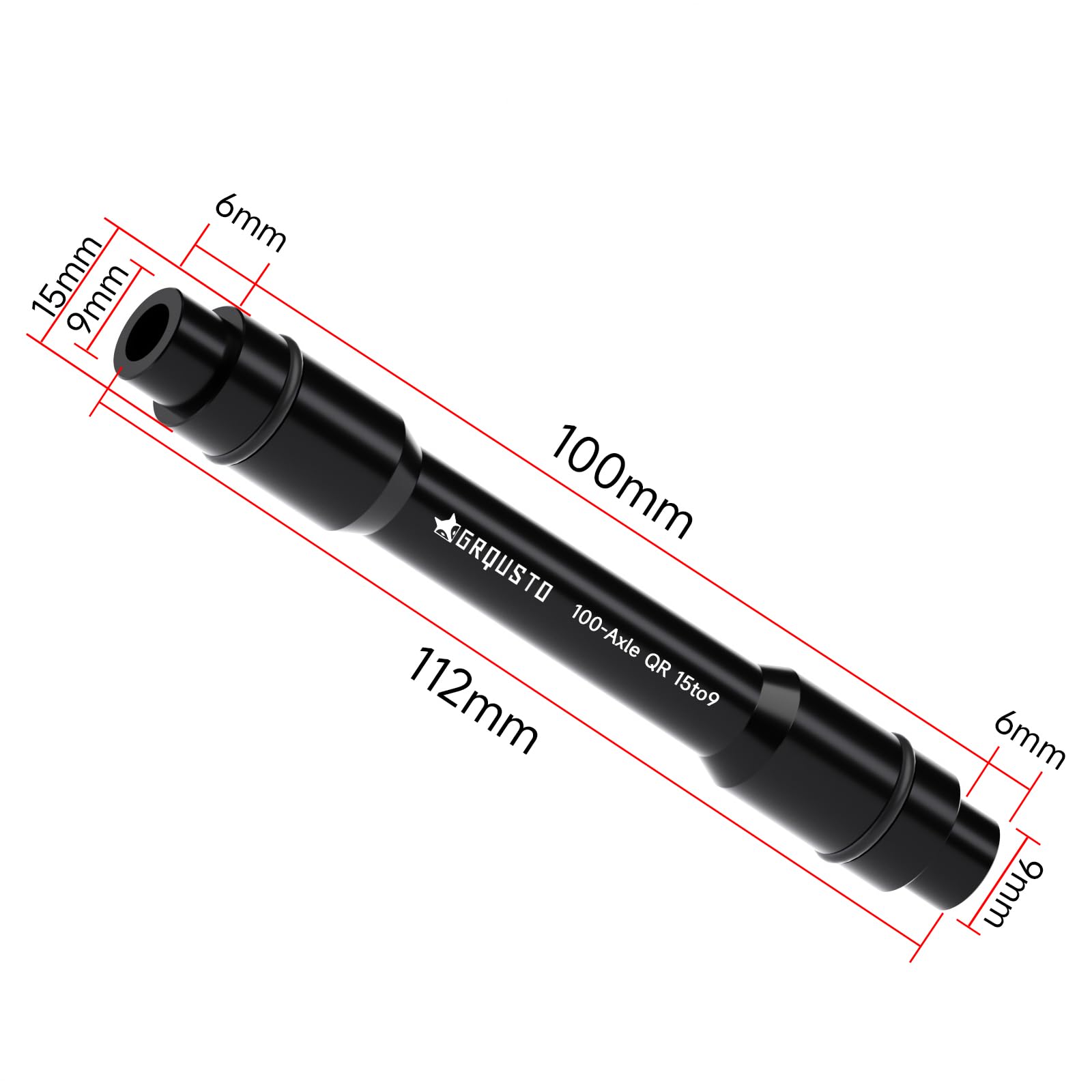 GRQUSTO 100mm Quick Release Hub Thru Axle Adapter for Road Mountain Bicyle, 6061 Aluminium Alloy Wheel Fork Axle Adapter Conversion 15mm to 9mm