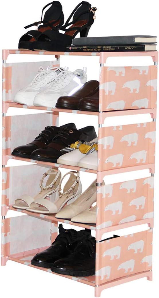 Xerhnan Shoe Rack, Non-Woven Fabric Shoe Tower Stand, Easy Assembled Shoe Shelf Organizer Closet for Home, Sturdy Shelf Storage Organizer Cabinet (Pink, 5-Tiers)