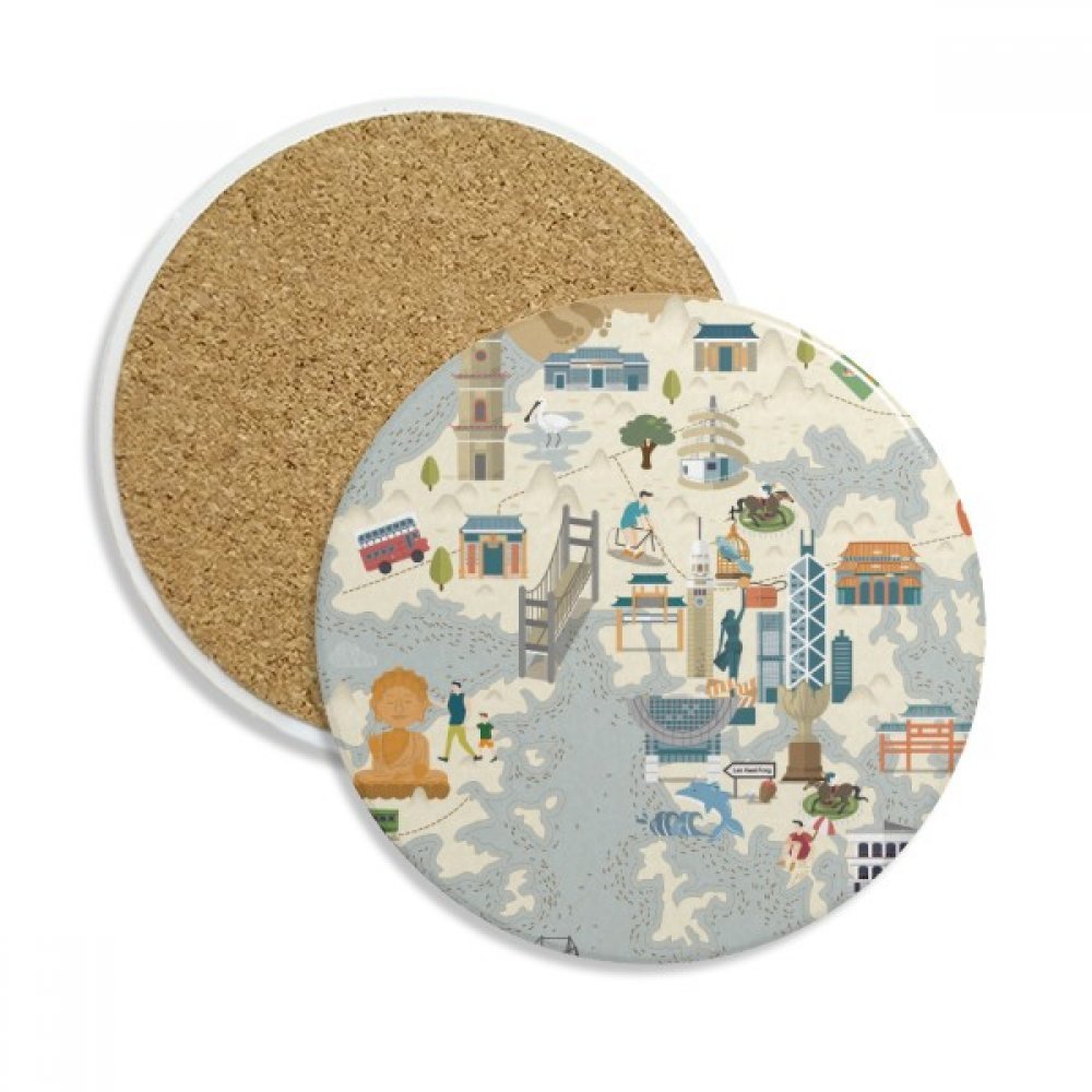 Coaster en céramique Hong Kong de vélos dessous de verre absorbant pour tasse