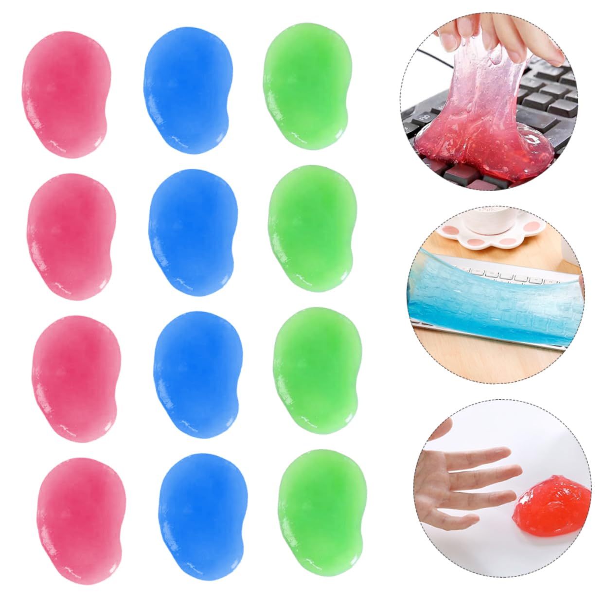 Gel de Limpieza para Teclado PC 20 Unidades, Adhesivo Fuerte y Práctico para Eliminar Polvo en Oficinas y Casas Color Aleatorio