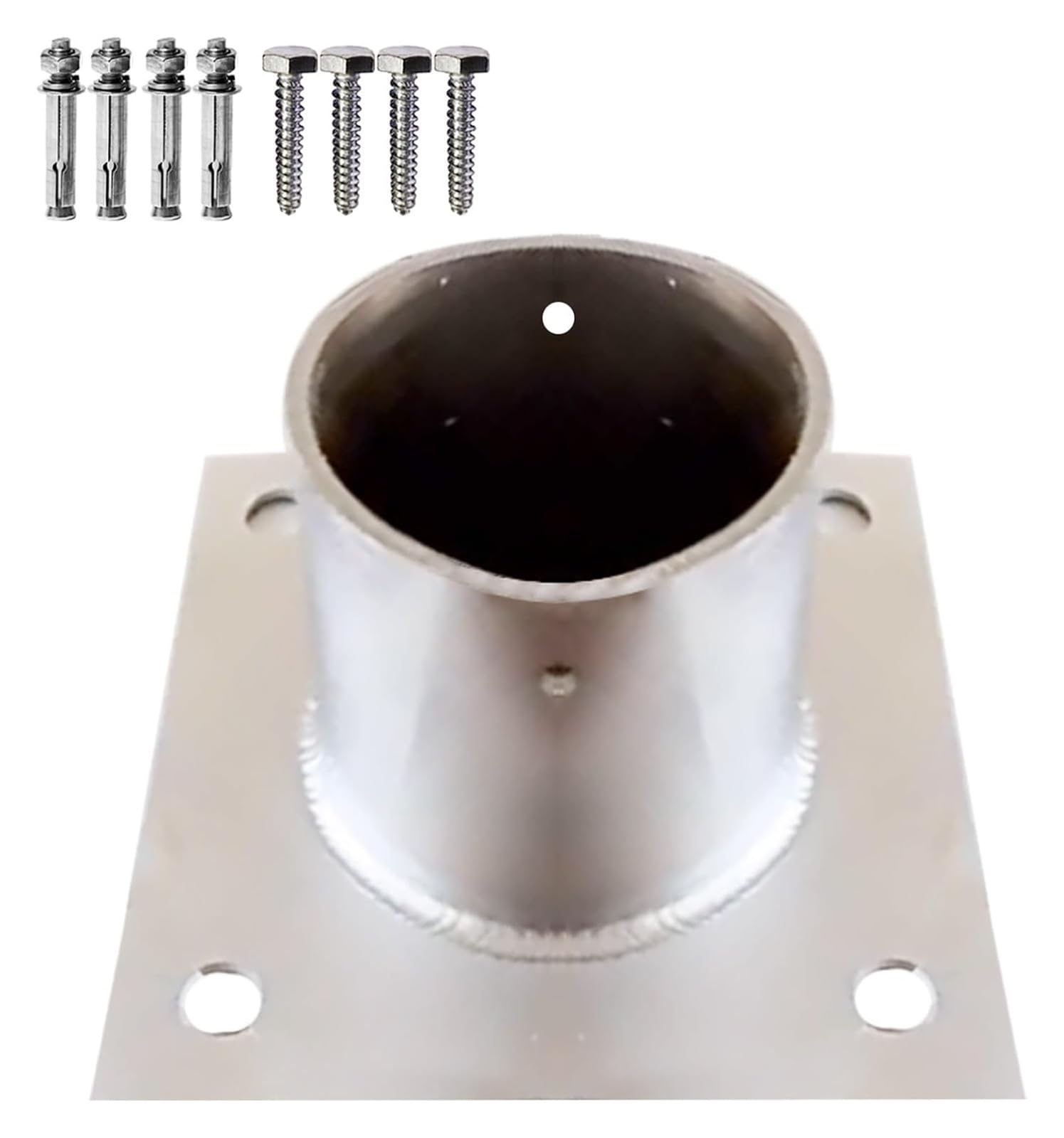 Fence Posts， Stainless Steel Post Brackets, with Screws and Concrete Kit Anchors, for Deck Railing Mailbox(Dia 100mm(3.9in),1 Pcs)