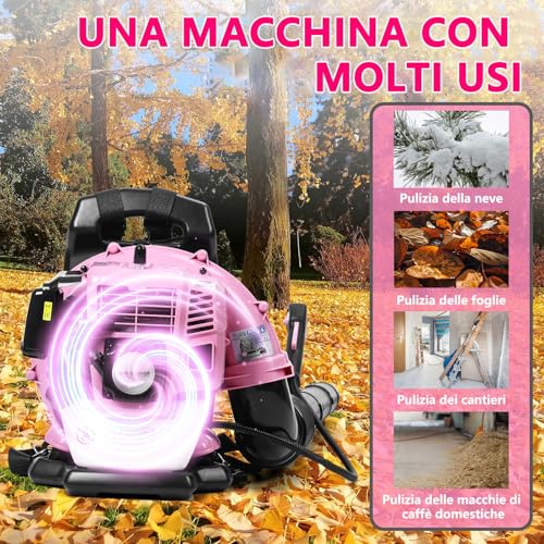 Kamulouk Soffiatore A Scoppio, Sudorato A Gas A Zaino 52Cc A 2 Tempi, Sudotore A Gas, Fino A 550 Cfm, Pulizia Potentense, Per La Cura Del Prato, Detriti Di Polvere (Rosa) - 7