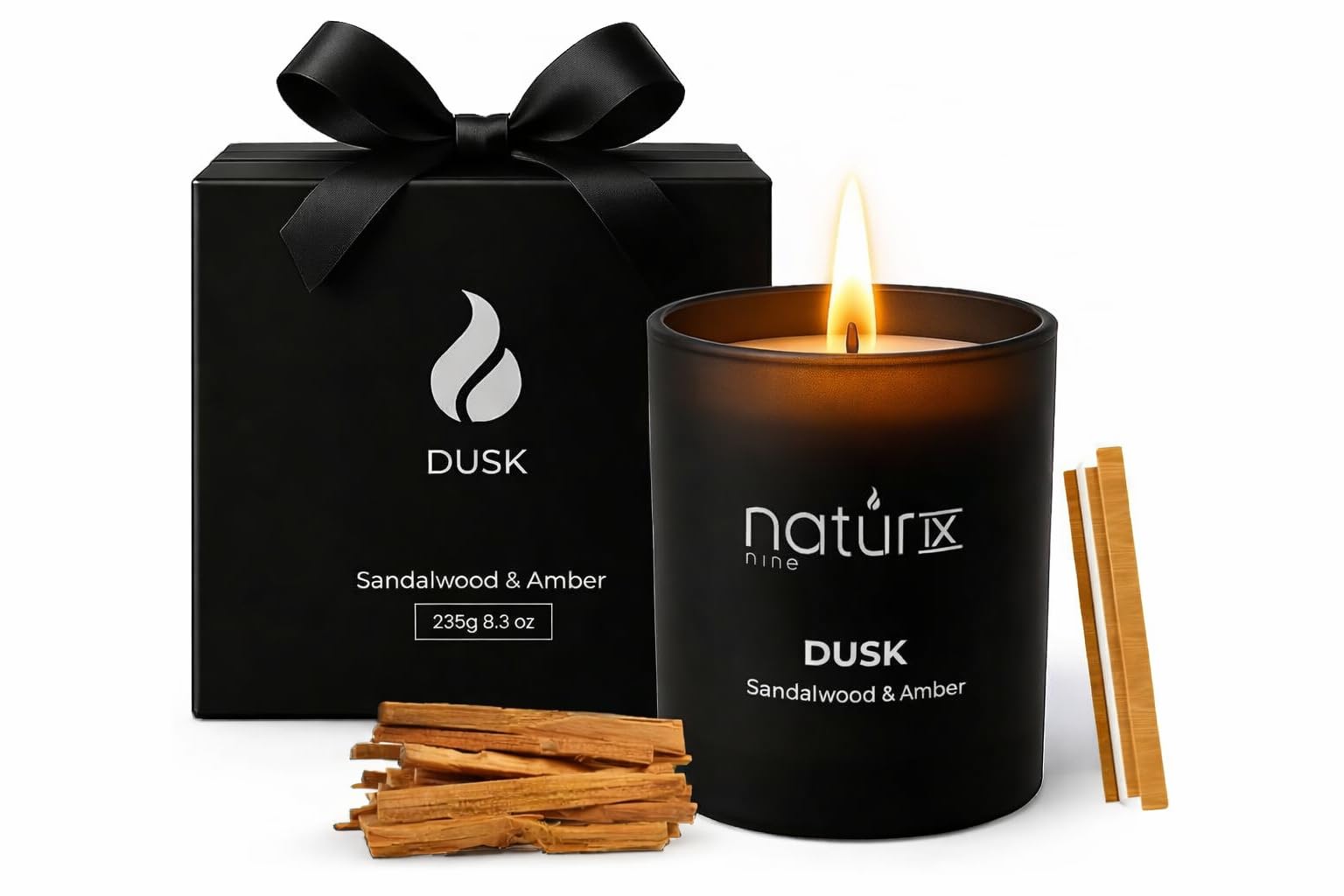 Natur Ix White Candle Uk (Sandalwood&Amber)