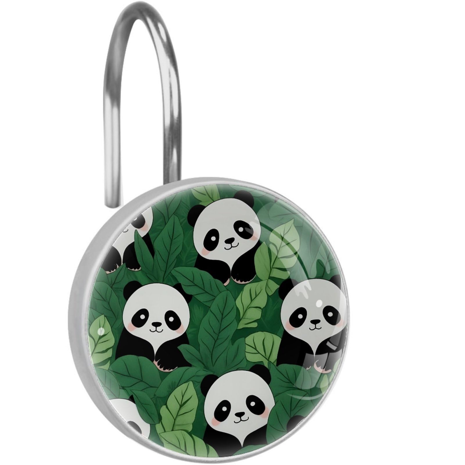 VAPOKF Shower Curtain Hooks, 12PCS Panda Print Shower Curtain Hook for Bathroom Decors Home Bedroom