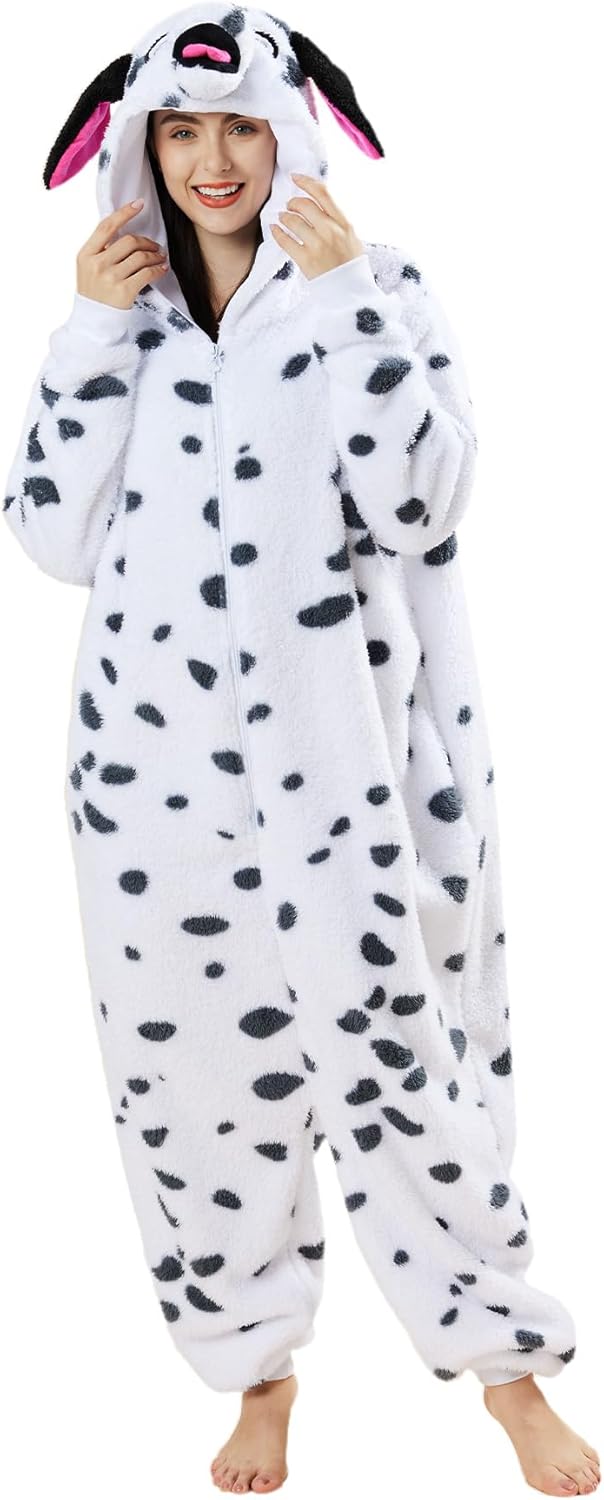 Dodheah Unisex Dalmatian Onesie Pajamas Spotted Dog Outfit Halloween Costume Animal Cosplay Jumpsuit Adult One Piece Homewear - Image 6