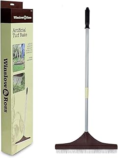 Winslow&Ross Artificial Turf Rake Grass, Hand Rake with Steel Telescopic Handle for Artificial Gr...