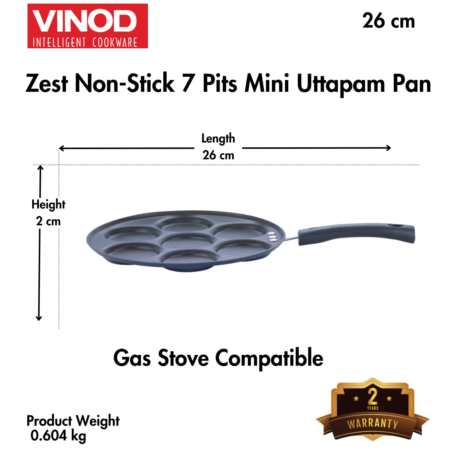 Vinod Mini Uttapam Pan - 7 Cavities -10 Vinod Mini Uttapam Pan - 7 Cavities -10