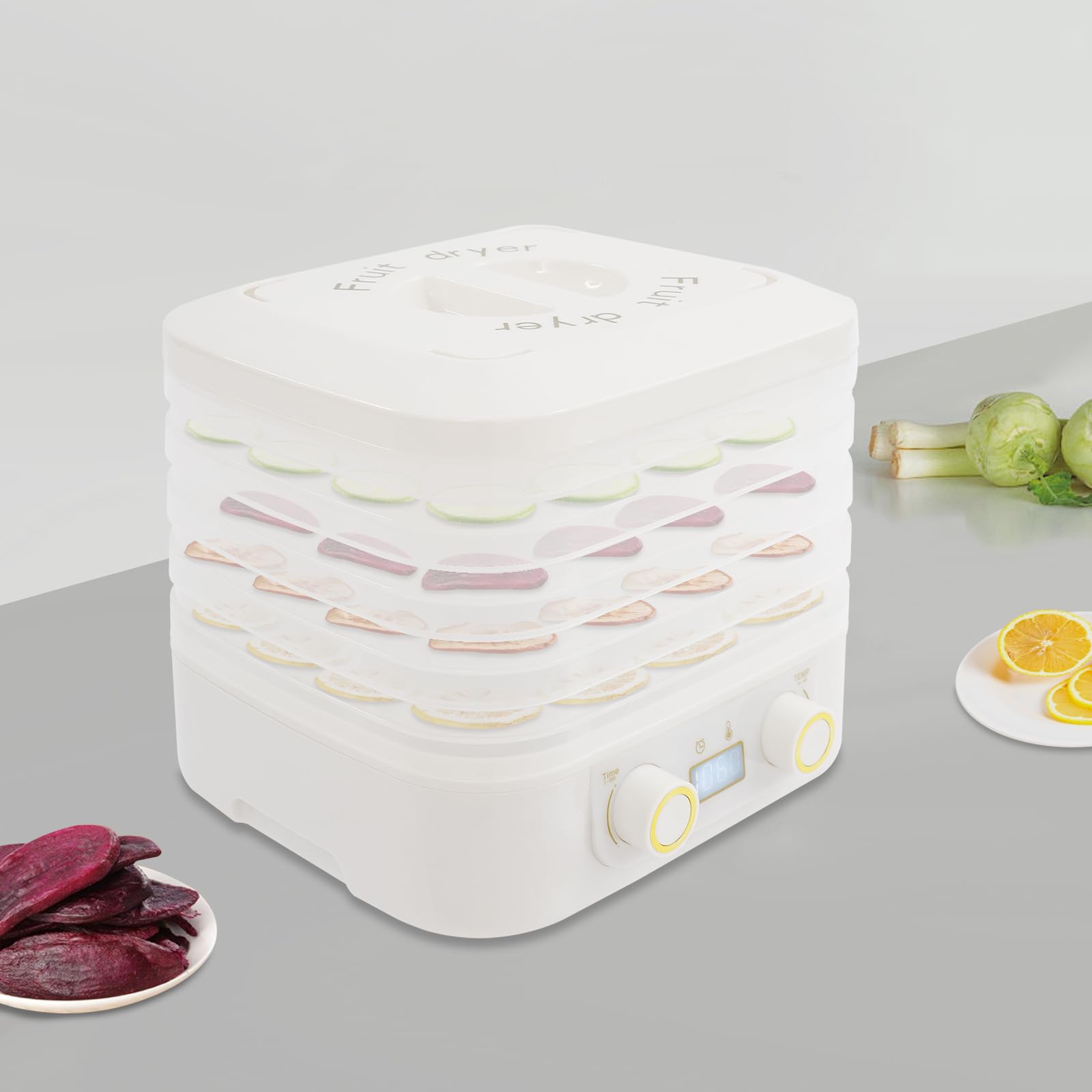 Essiccatore con indicatore LED, essiccatore per alimenti con timer digitale da 1-48 ore e controllo della temperatura, essiccatore alimentare per jerky, frutta, erbe, snack per cani
