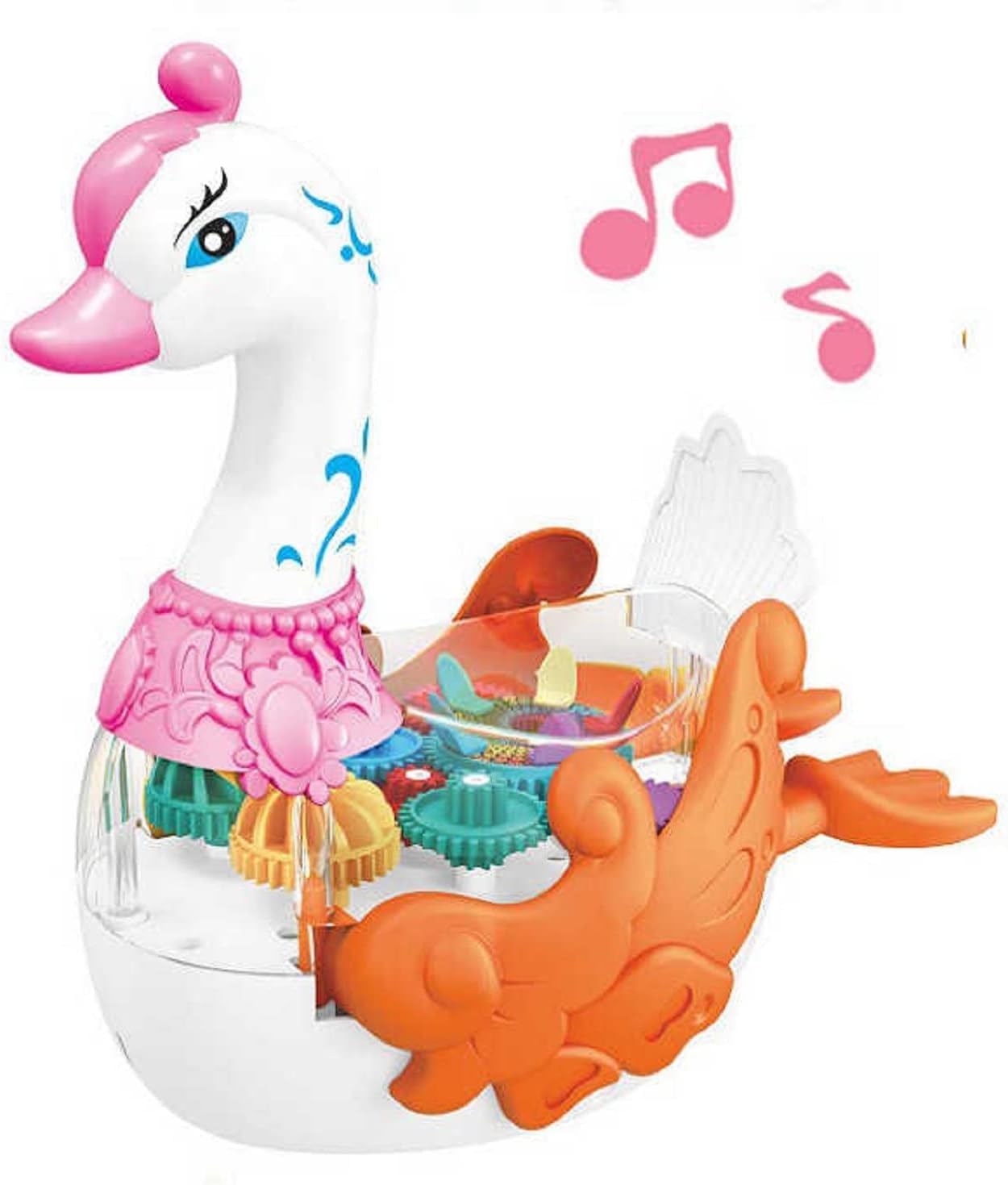 KTRS Enterprise Children's Light Music Cartoon Electric Gear Swan Wing and Foot Swing Boy Girl Luminous Toy