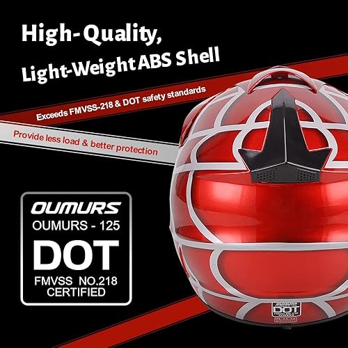 Miniatura 5 de DOT Casco para bicicleta de tierra para jóvenes para niños y niñas de 5 a 14 años, de cuatro ruedas, motocross, BMX, MX, UTV, moto de nieve, kart,