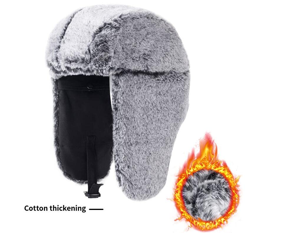 Cappello da trapper invernale unisex da uomo Cappello caldo da donna Spessa morbida protezione per le orecchie con paraorecchie in morbida pelliccia sintetica per pattinaggio all'aperto, sci o