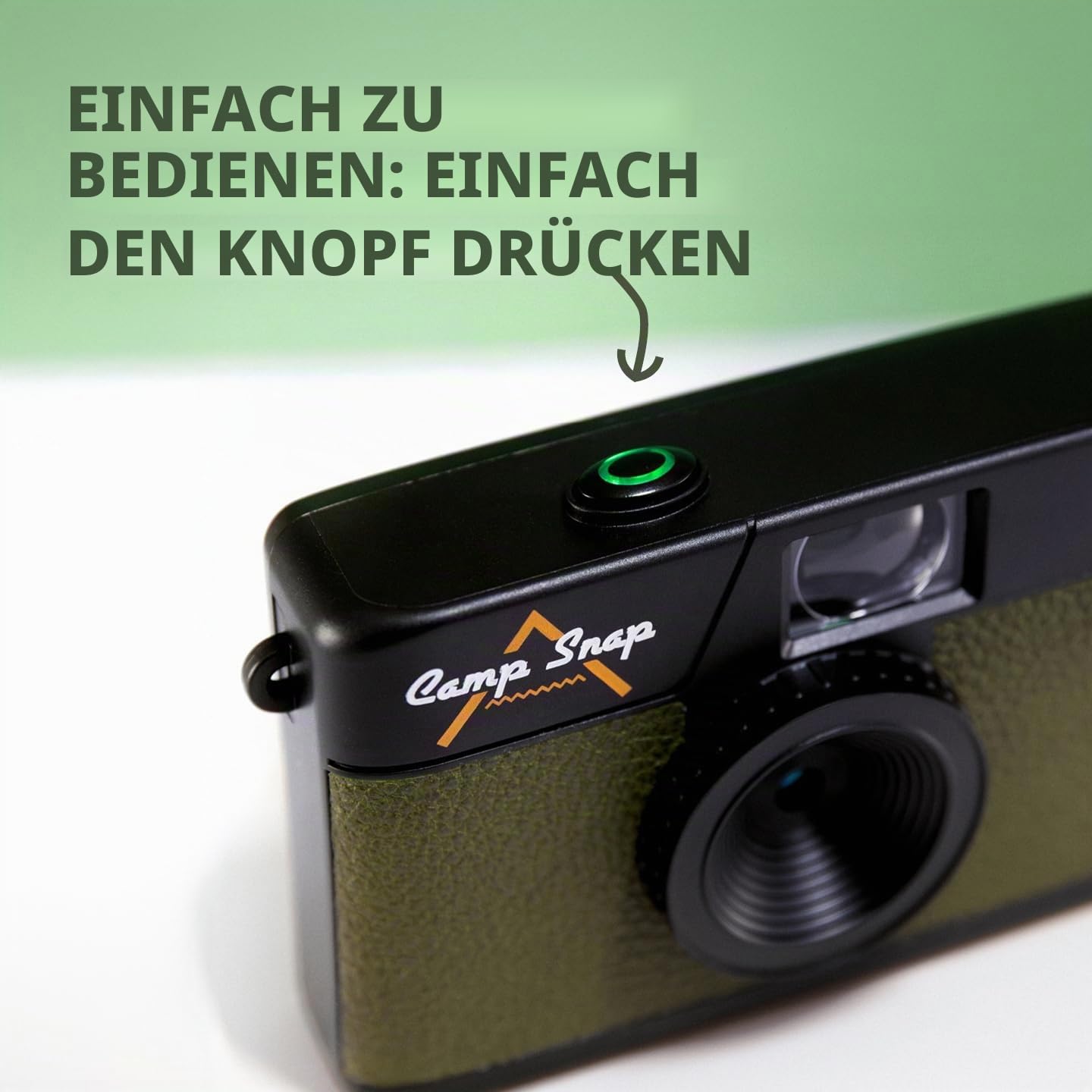 CampSnap Digitale Kompaktkamera ohne Bildschirm - Speicher für 2000 Fotos - 8M Pixel - Wiederaufladbare Batterie - Vintage - Grün