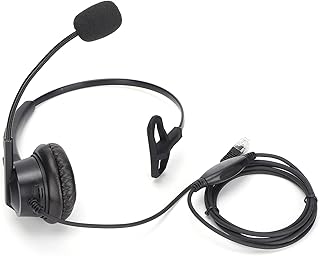 PUSOKEI RJ9 Monaural Headset, Business Headset with Noise Canceling Mic and Volume Control, PC Headsets, Plug and Play