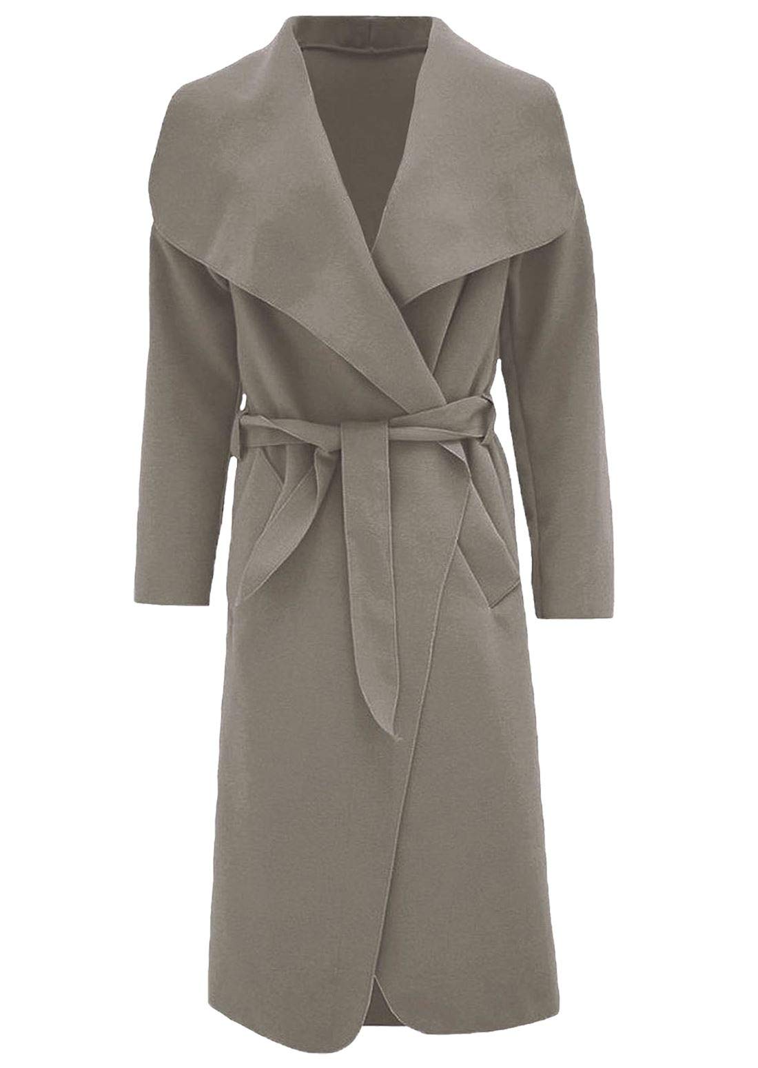 FAIRY BOUTIQUE Womens Italian Trench Long Duster Coat Ladies Waterfall Cape Belted Cardigan Jacket