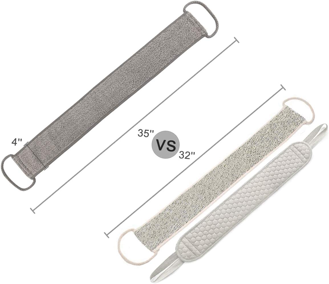 Loofah Back Scrubber for Shower for Men/Women, Natural Soft Flax Back Scrub Washer, Extra Long Back Exfoliator Cleaner for Shower Acne, Dual-Sided Bath Exfoliating Scrubber, Deep Clean&Invigorate Skin : Beauty & Personal Care