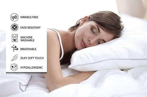 Miniatura 8 de Juego de sábanas King  Juego de sábanas de 4 piezas  Sábanas de 400 hilos  Sábanas para cama tamaño King  100% algodón suave de fibra larga  Fácil