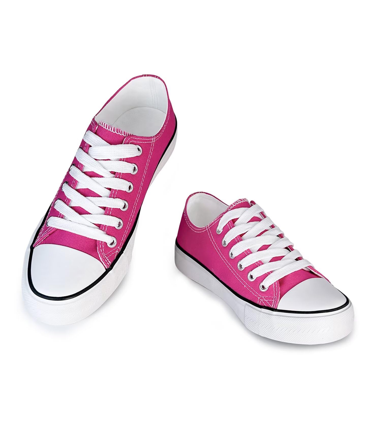 Photo 1 of Canvas Shoes for Women Casual Low Top Sneakers, Womens Fashion Classic Lace Up Walking Shoes for Everyday Wear Rose Red