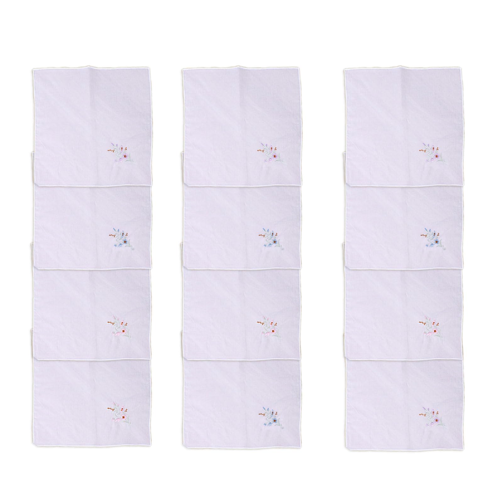 Fentency 12pcs Embroidered Handkerchiefs Pocket Squares Soft Comfortable Hankerchiefs for Daily Use