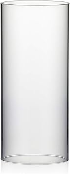 WGVI Hurricane Candle Holder Sleeve, Wide 6", Height 14", Clear Glass Cylinder Candleholder, Chimney Tube, Open Ended Candle Shade, 1 Piece