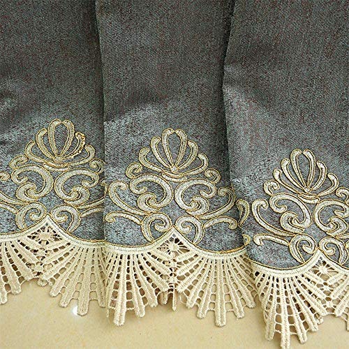 Pureaqu Romantic Room Darkening Curtains For Bedroom Floral Hollowed Embroidered Chenille Semi Blackout Curtains And Draperies For Living Room Luxury Grommet Window Drapes 1 Panel 52Wx84L Inch #TOP6