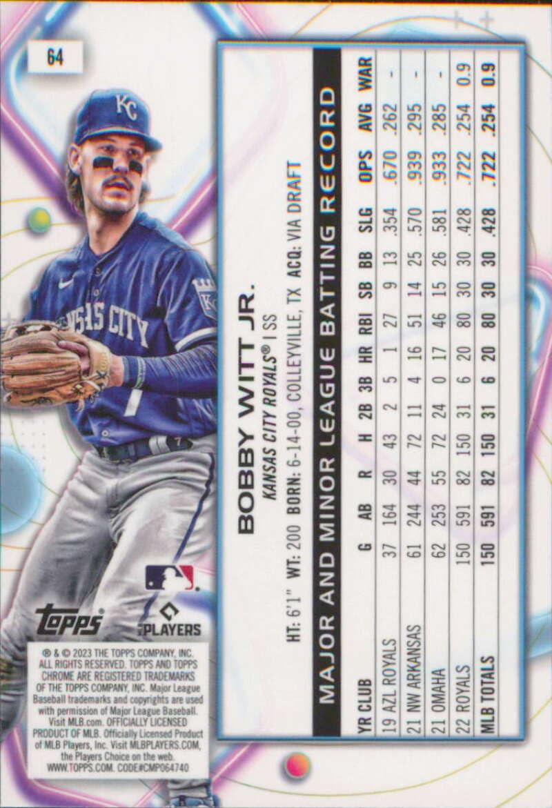 Amazon.com: 2023 Topps Cosmic Chrome #64 Bobby Witt Jr. Kansas 