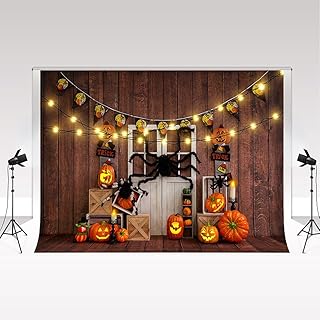 Kate Halloween Photography Backdrop 7x5ft/2.2x1.5m Horrible Pumpkin Spider Photo Studio Background for Costume Dress-up Party Photo Studio Props