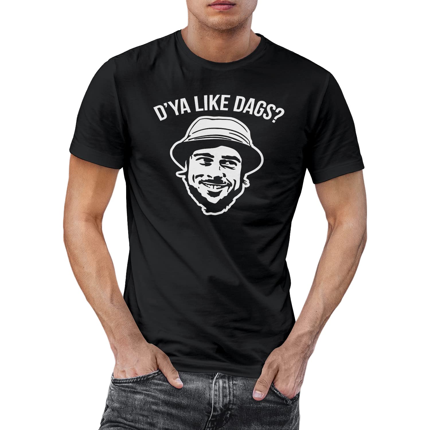 SMARTYPANTS D'ya Like Dags? T-Shirt Top Funny Snatch Classic Retro Bareknuckle Boxing Movie Film Cinema Mickey O'Neil Face Cheeky Dogs Quote Cool Cute Present Gift (Medium, Black)