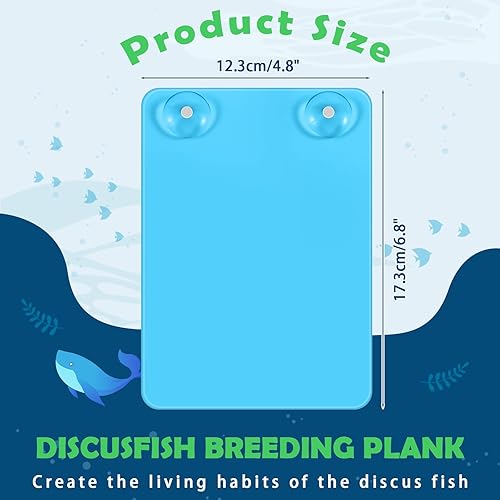 Miniatura 7 de 2 piezas de pizarra de cría de peces angelíles para acuario, pizarra de plástico azul con ventosas que proporcionan superficie de desove para la