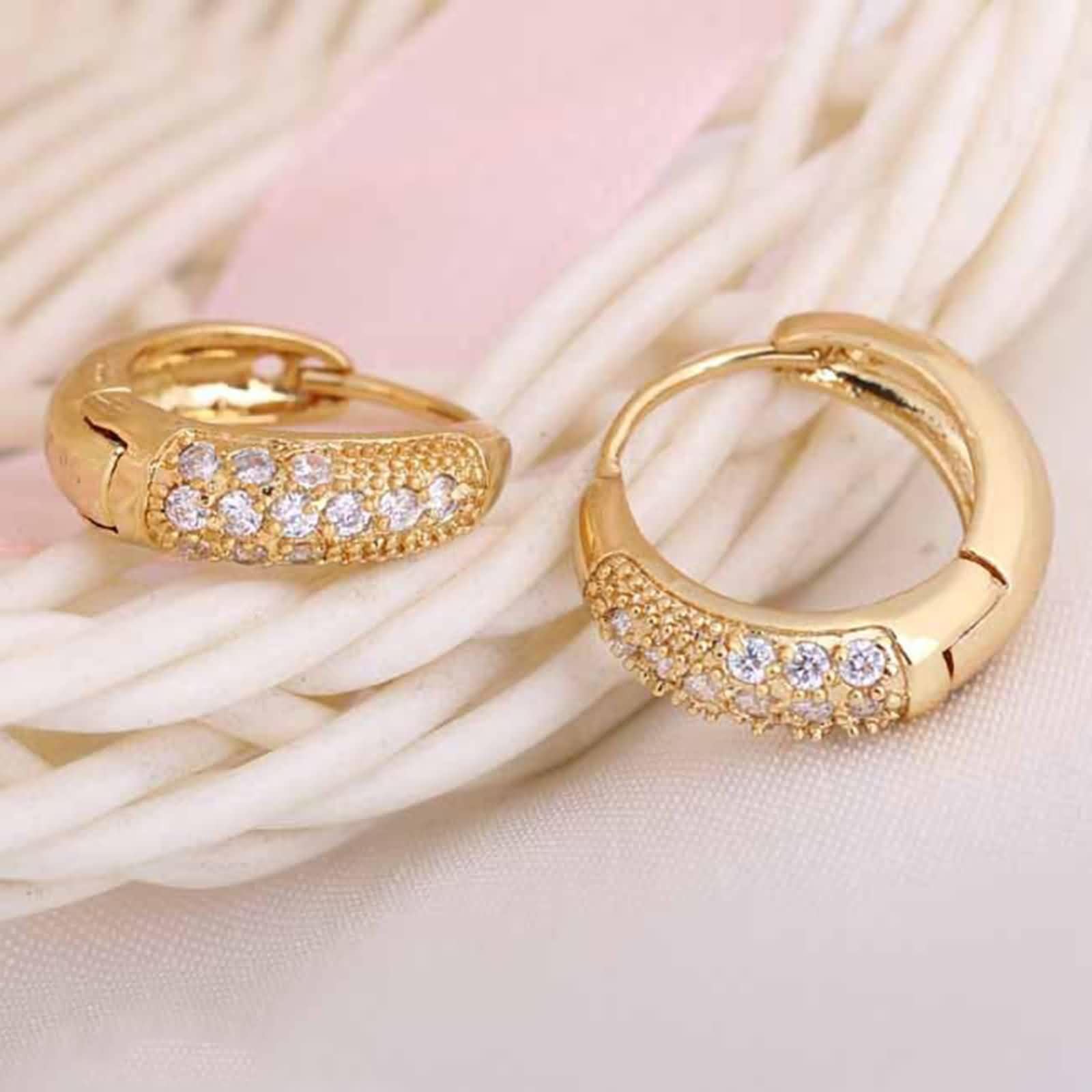Pendientes de oro de 14 quilates 585 para mujer, joyas auténticas, pendientes de aro de moissanita, pendientes de aro de oro amarillo de 14 quilates, pequeños y auténticos