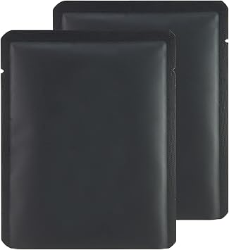 QQ Studio Matte Foil Packaging Bags, Open Top Heat Seal Bags With Optional Coffee Design,10 x12 cm Aluminum Pouches for Beverage Products like Tea, Coffee, and Powders Black, 100