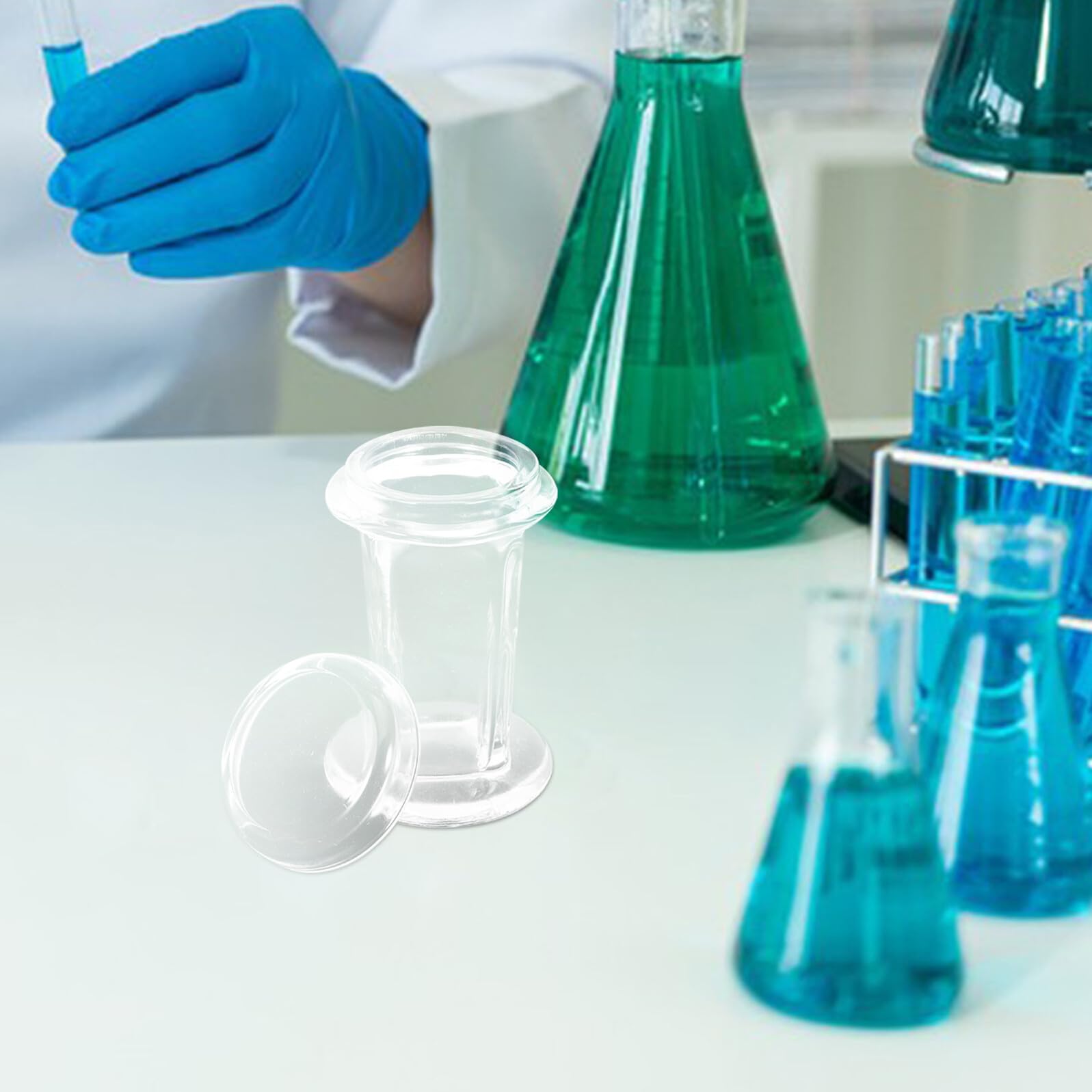 Hemobllo Frascos de Vidrio Capacidad para 5 Portaobjetos para Tinción Coplin 4 Piezas con Tapa con Observación Clara y Resultados Adecuado para Aplicaciones de Tinción y Uso Escolar