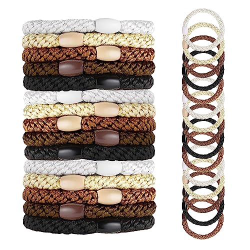 15 Uds. De bandas elásticas para el cabello, lazos para el cabello de colores mezclados para mujeres y niñas, sujetadores de cola de caballo para lazos elásticos gruesos para el cabello (marrón)