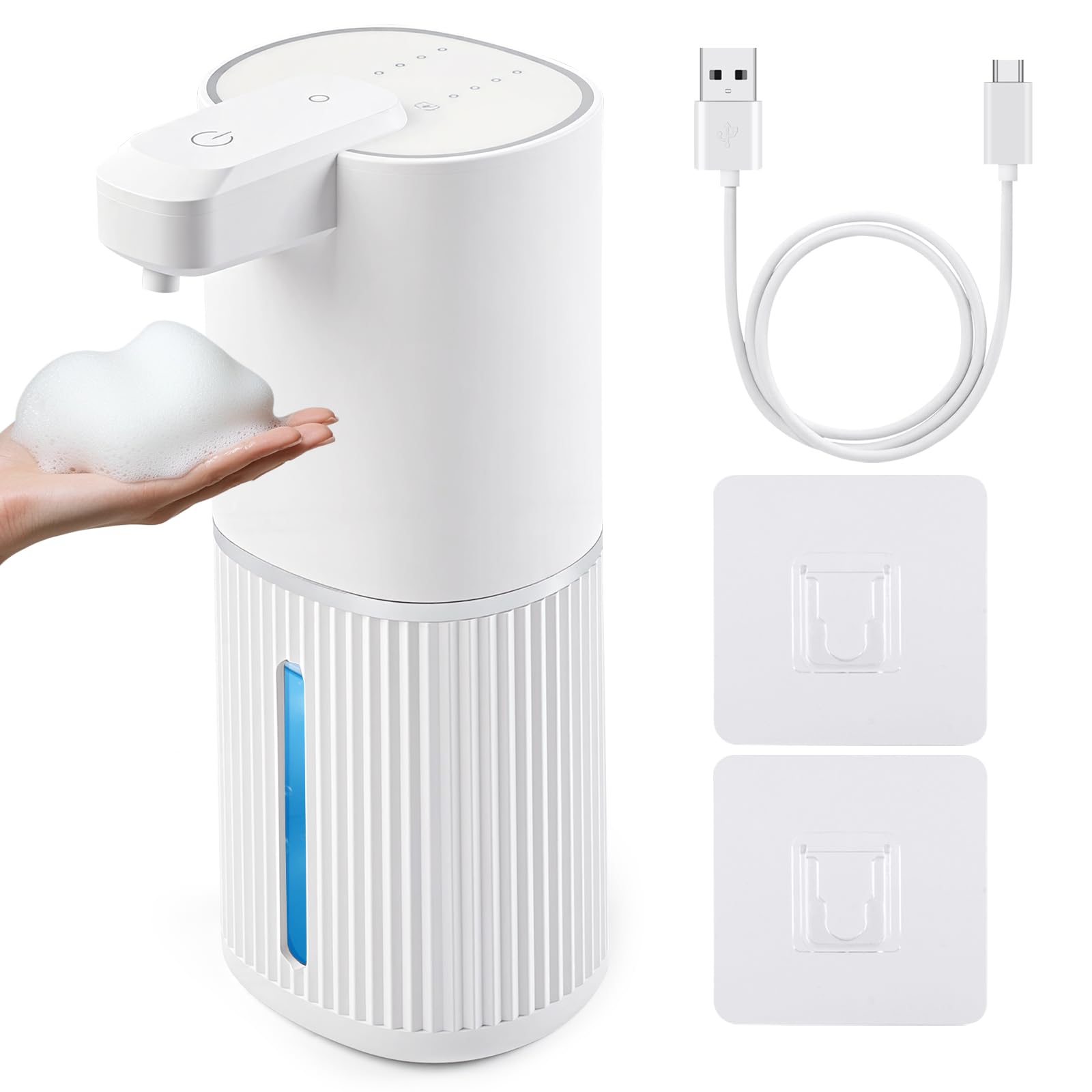 Automatic Soap Dispenser，Soap Dispenser Bathroom Touchless，4-Level Rechargeable Hand Soap Dispenser 12.8oz/380ml，Wall Mount Countertop for Bathroom Kitchen Dish Soap