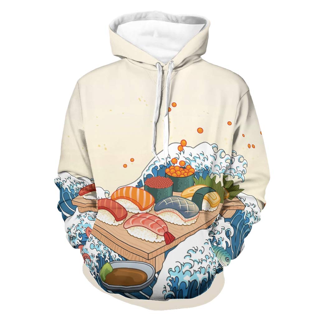 Wave Various Types Drawstring Pullover Sweatshirts with Pocket Boyfriend Girlfriend