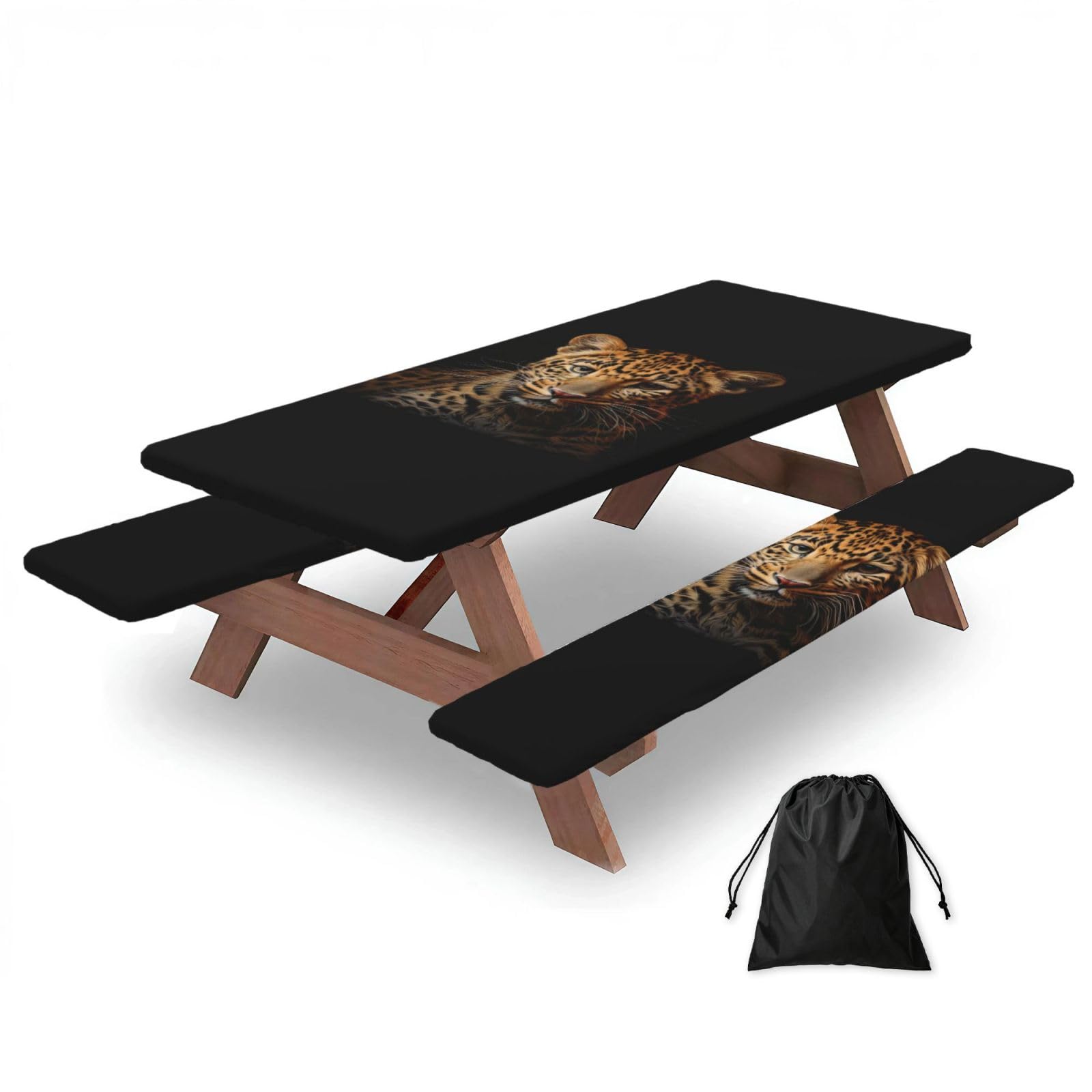 AYYQWE Leopard Print Print Picnic Table Bench Cover Outdoor Garden Party Decor Daily Accessory Gift