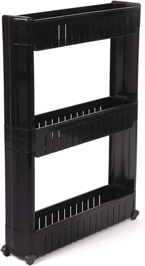 IdeaWorks 3 Tier Slide Out Storage Tower Laundry / Kitchen Slim Slide Out Pantry - Perfect for Organization and Storage