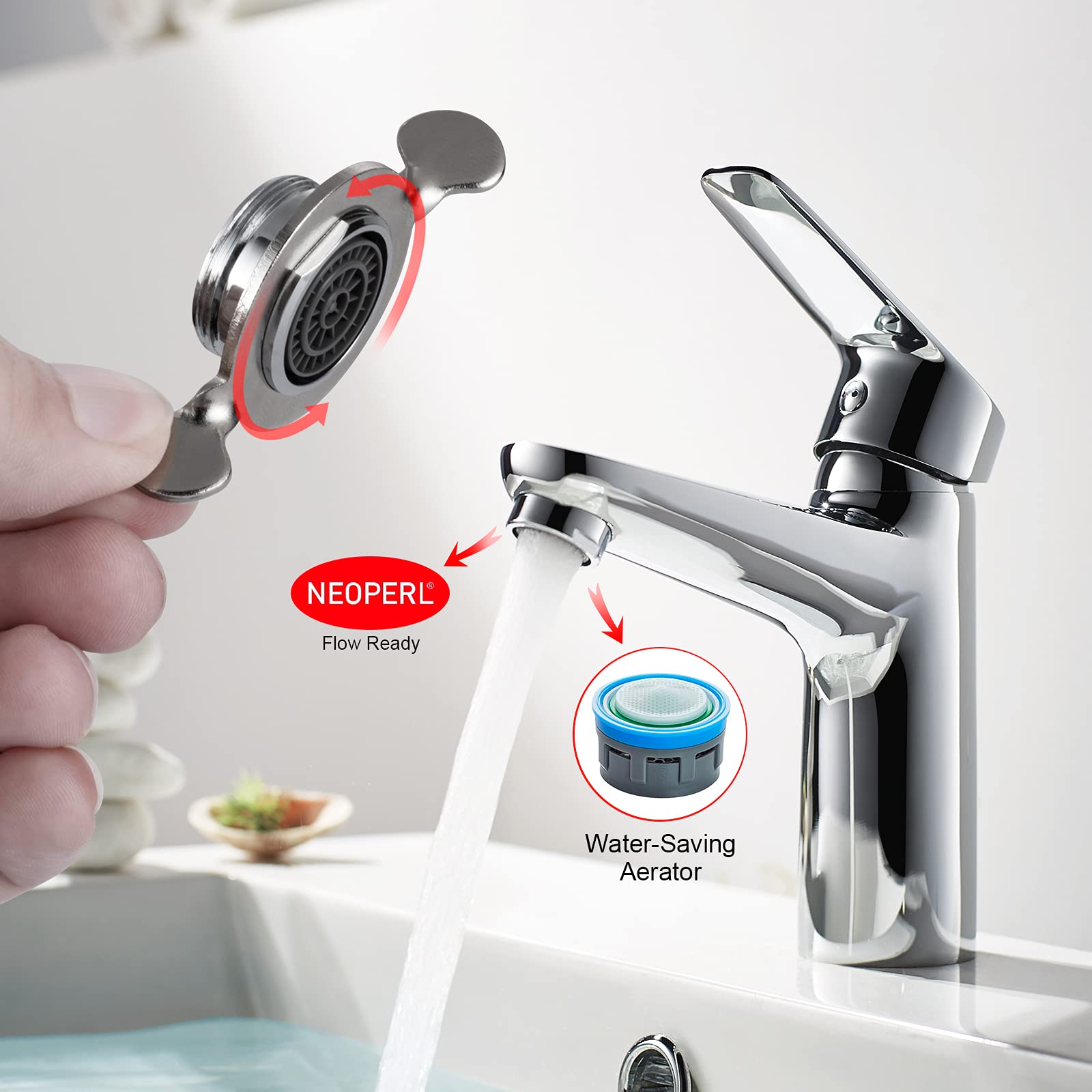Ibergrif M91005 6 Piezas Aireador Grifo M24, Filtro Grifo de Lavabo de Cocina, Carcasa de Latón y Filtro de ABS, Incluye 8 Juntas y 1 Llave Inglesa, Plata