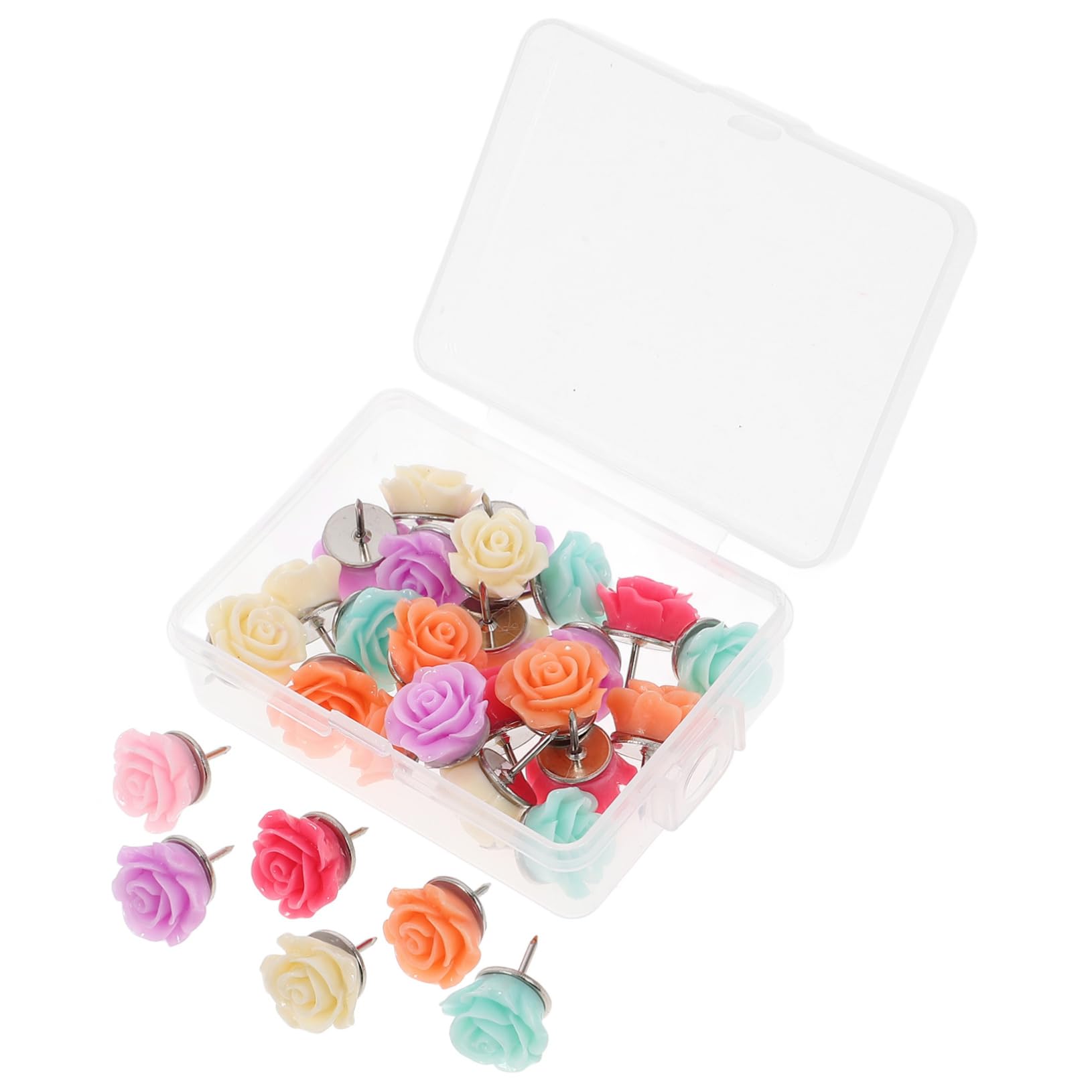 Sewroro 120stücke Dekorative Rosennadeln Für Korktafeln Süße Blumen-pushpins Aus Resin Für Büro Und Wohnraumgestaltung Farben Je