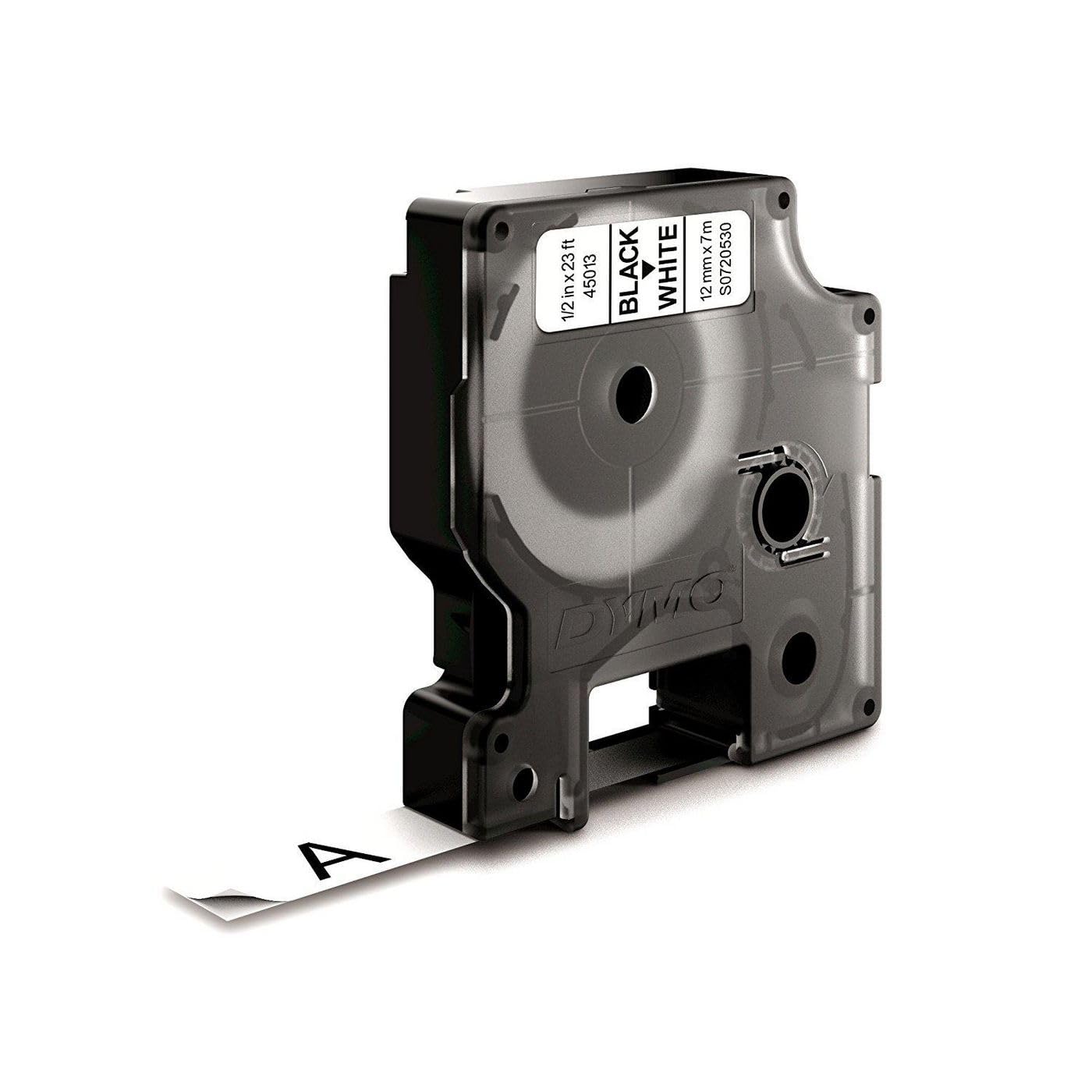 Cinta Rotuladora Adhesiva de Plástico Dymo D1 45013/ para Label Manager/ 12mm x 7m/ Negra-Blanca