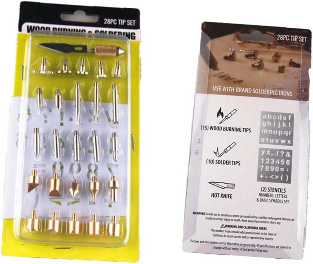 KOCKSHION 28pcs Wood Burning Tool Kit Soldering Tips for Arts and Crafts Pyrography Pen Set for Beginners and Adults for DIY Projects and Embossing