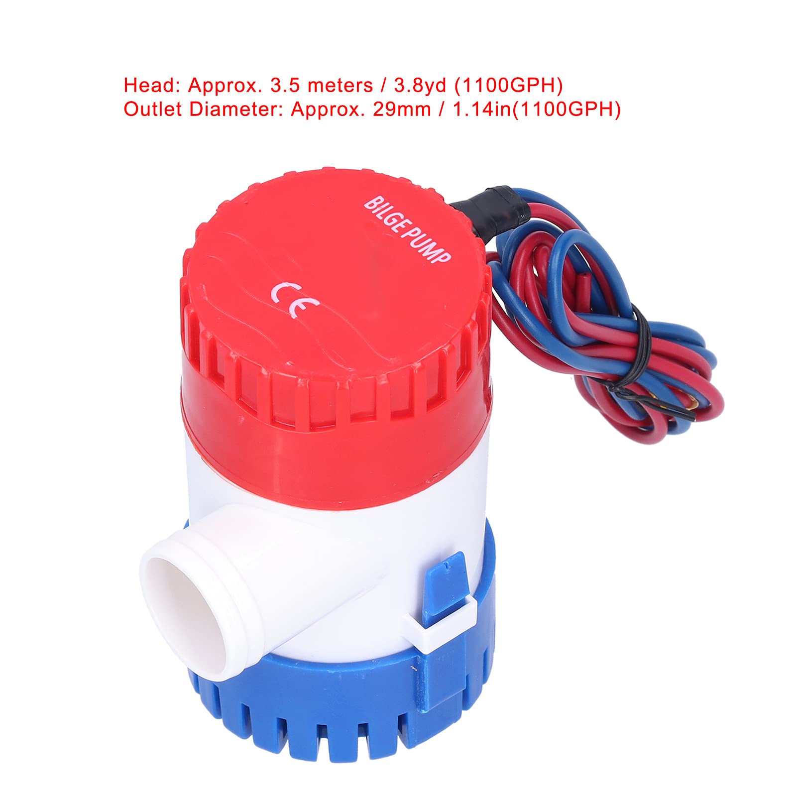 Automatyczna Pompa Zęzowa Trwała Pompa Głębinowa 24 V 350/500/750/1100 GPH, do Odprowadzania ścieków Zęzowych łodzi, Konstrukcja o Niskim Poziomie Hałasu (DC12V 1100 GPH)