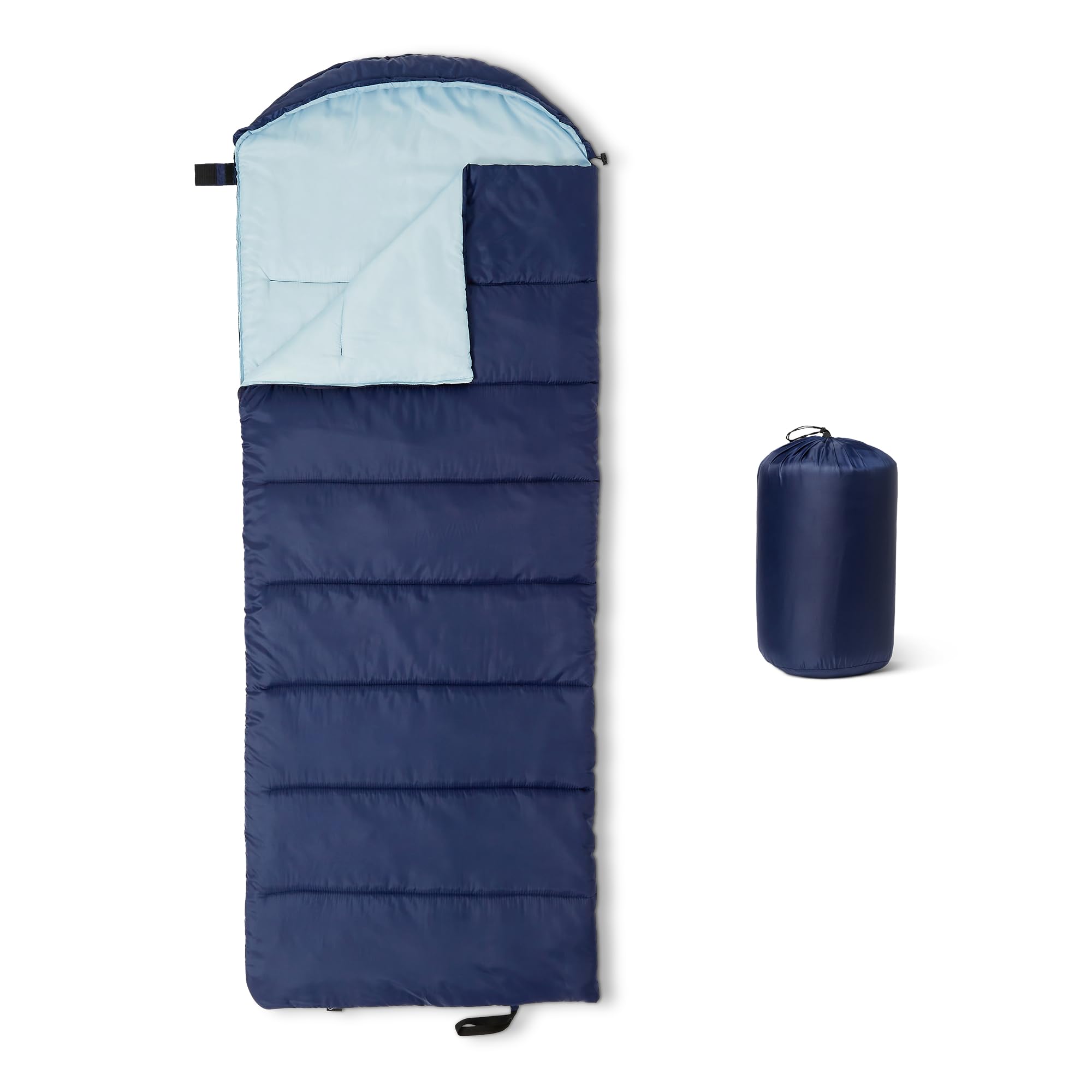 Amazon Basics Sacco a Pelo Adulti Blu Navy 10°C 213x80cm